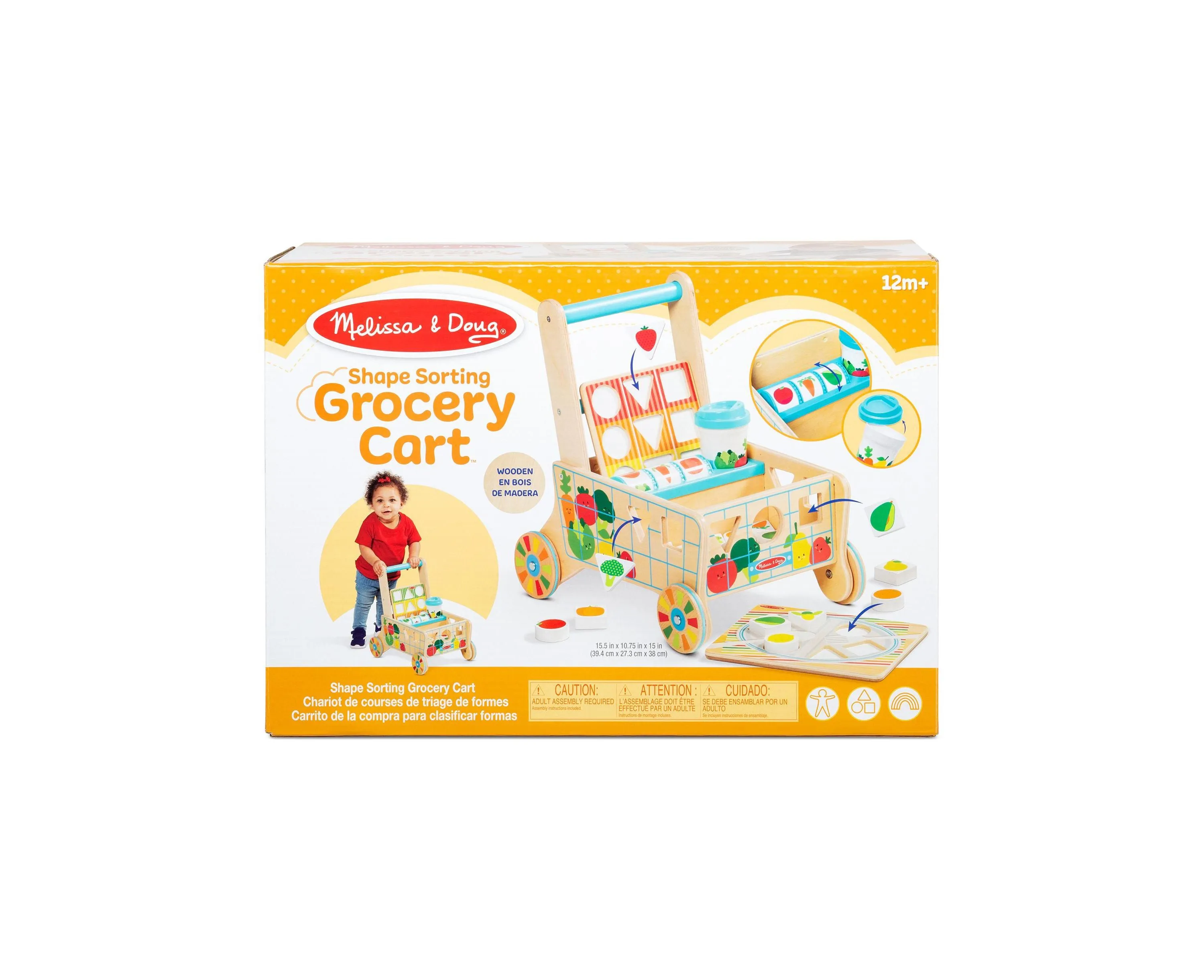 Melissa & Doug Wooden Grocery Cart & Shape Sorting Puzzle Toy