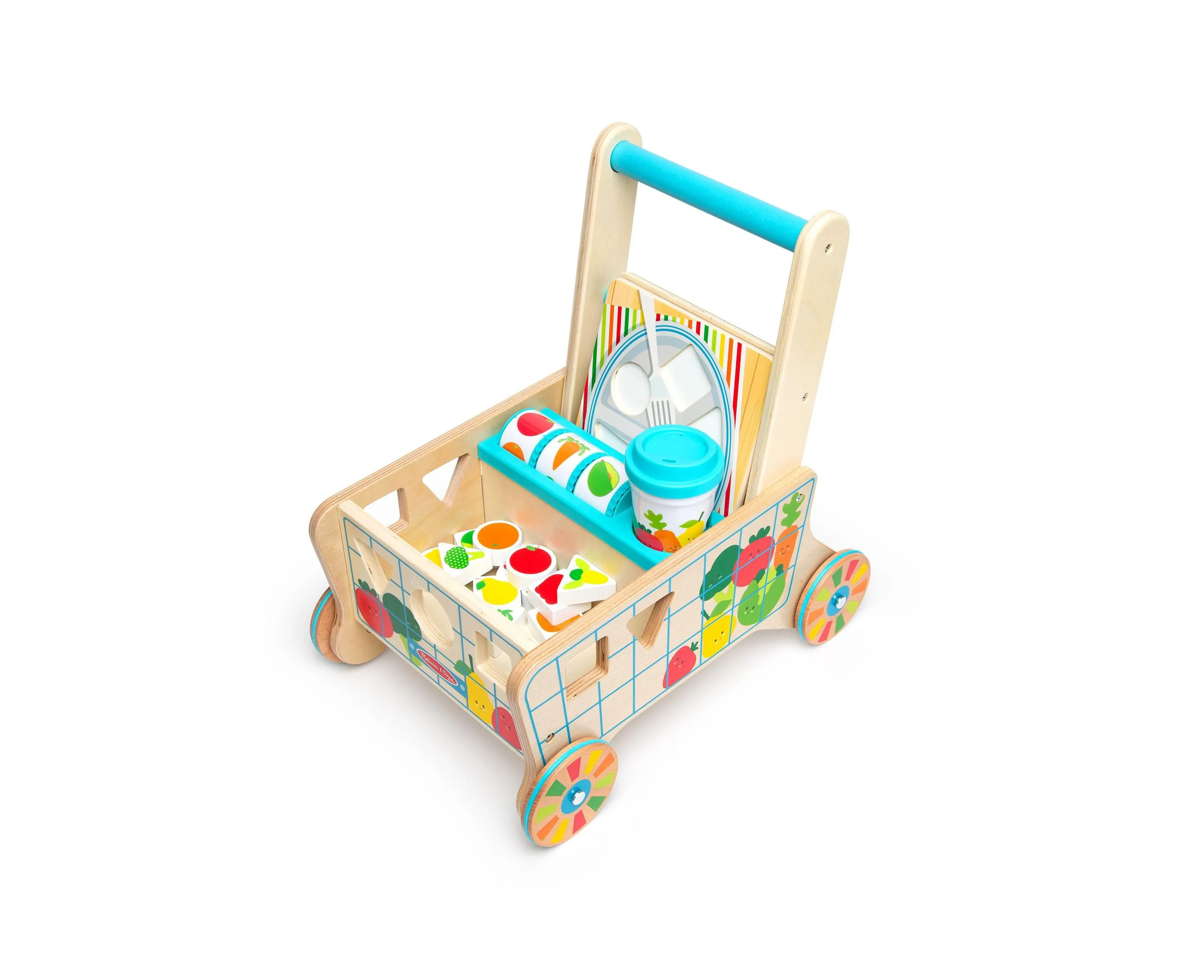 Melissa & Doug Wooden Grocery Cart & Shape Sorting Puzzle Toy