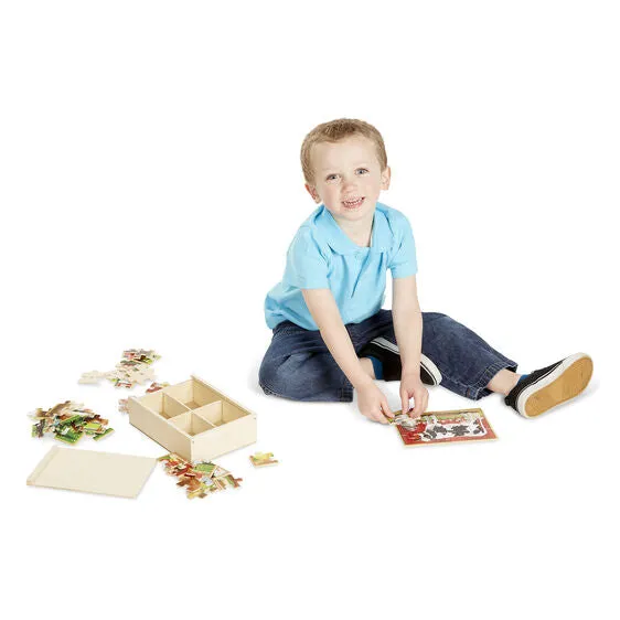 Melissa and Doug Wooden Farm Animals Puzzles in a Box 4 puzzles Ages 3  #3793