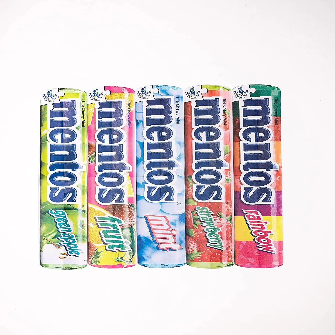 Mentos Mini Jigsaw Puzzle 5-pack 3"x10" Colorful Candy Bundle Set YWOW