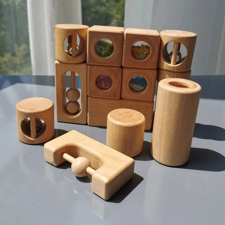 Montessori Wooden Sensory Rattles Set