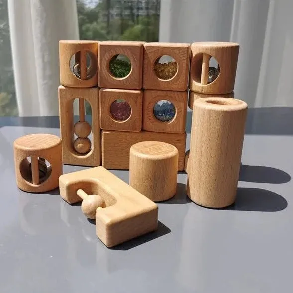 Montessori Wooden Sensory Rattles Set