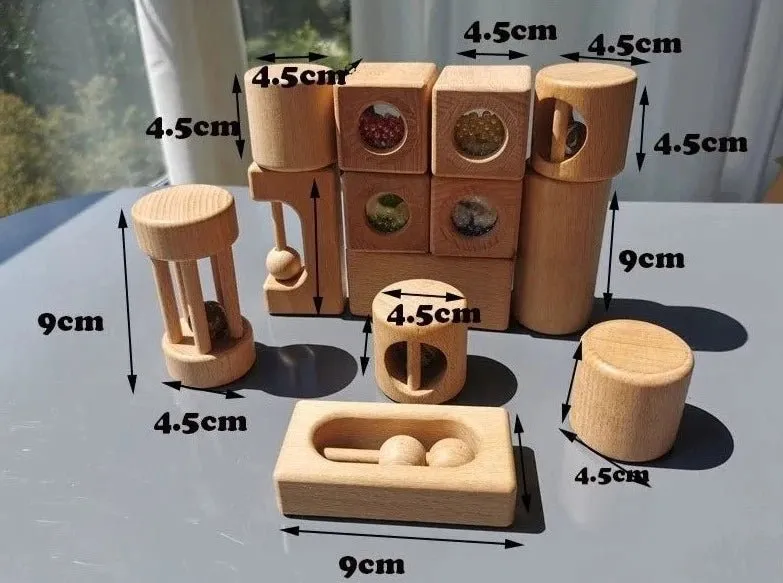 Montessori Wooden Sensory Rattles Set