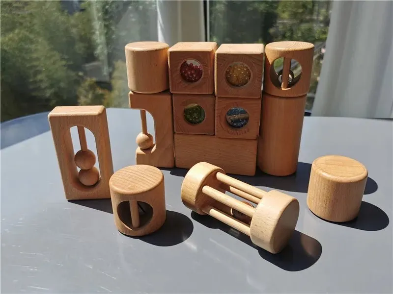 Montessori Wooden Sensory Rattles Set