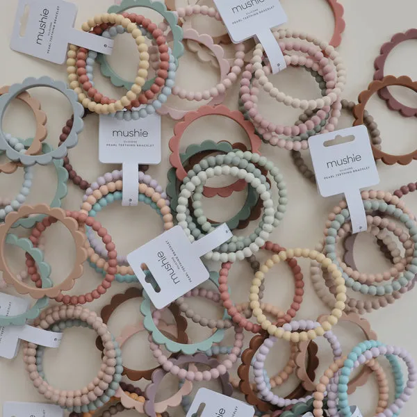 Mushie Flower Teething Bracelet 3-Pack - Blush / Rose / Shifting Sand