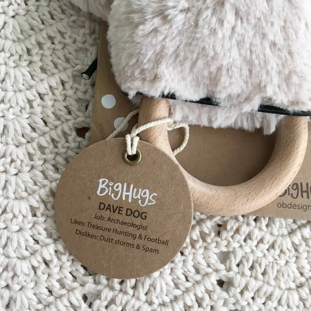 OB Designs - Dingaring Teething Rattle - Dave Dog Beige