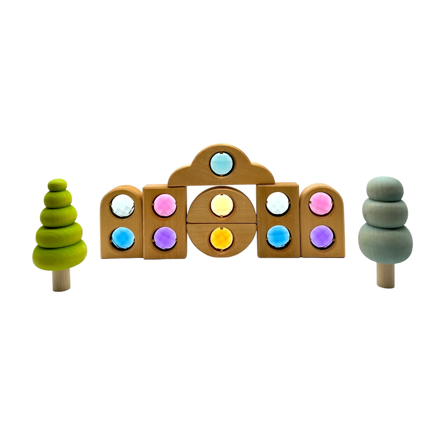 **Pre-order (Ships in 2-3 Weeks)**12 Pcs Rainbow Fairytale Window Blocks with Storage Tray
