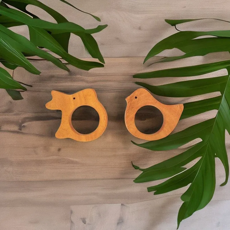 Rabbit and Bird Shapes Neem Wood Teether