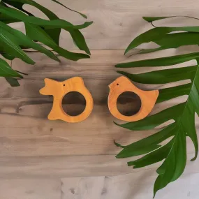 Rabbit and Bird Shapes Neem Wood Teether