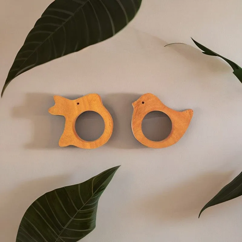 Rabbit and Bird Shapes Neem Wood Teether