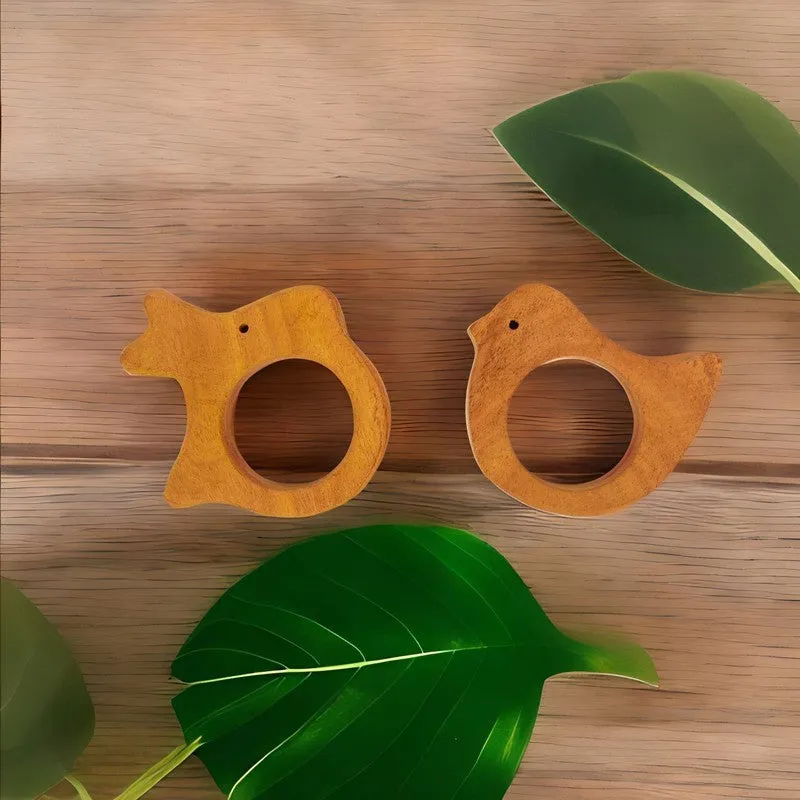 Rabbit and Bird Shapes Neem Wood Teether