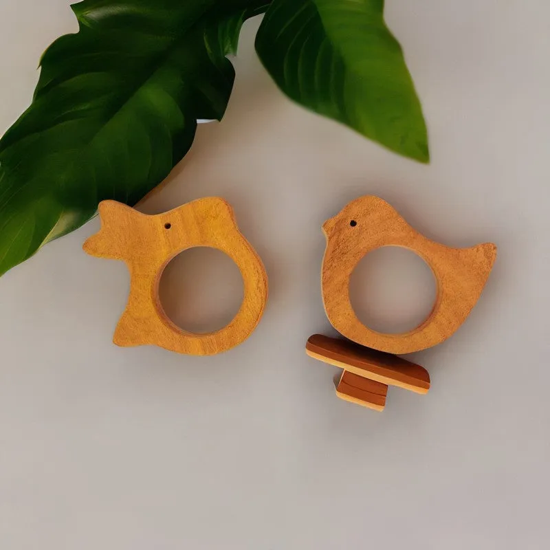 Rabbit and Bird Shapes Neem Wood Teether