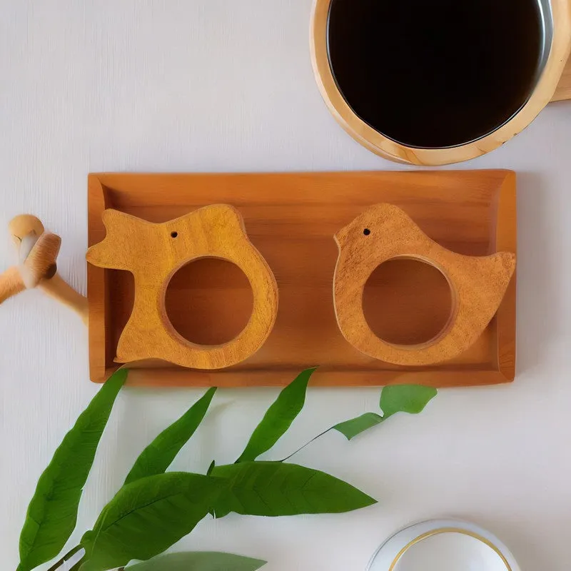 Rabbit and Bird Shapes Neem Wood Teether