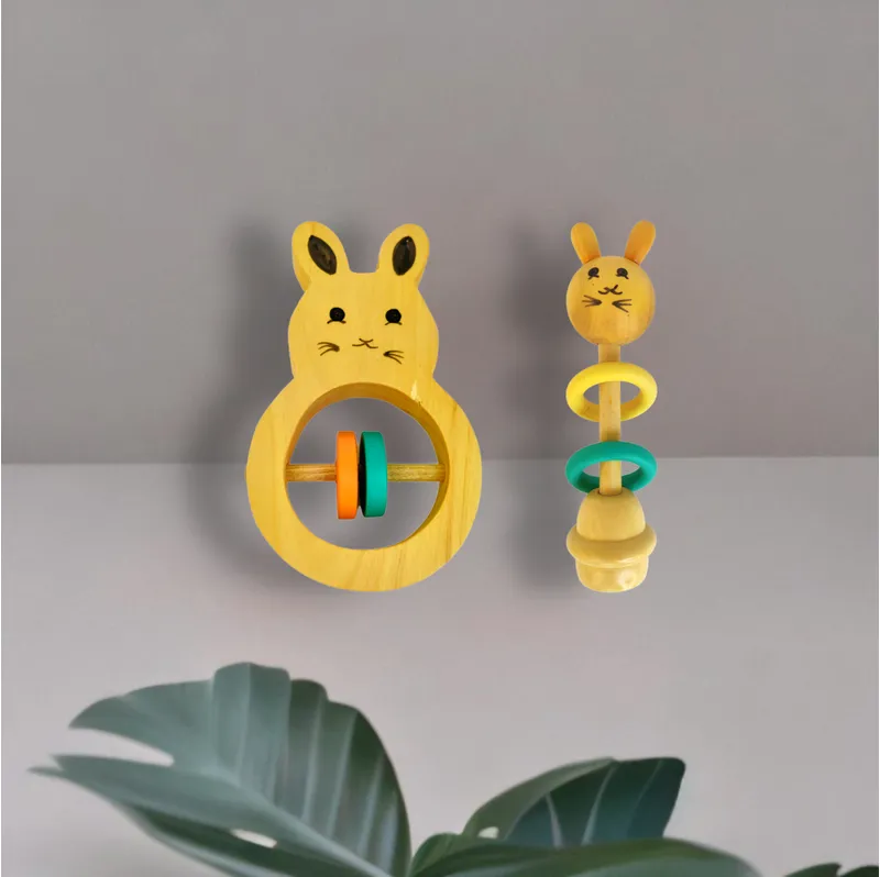 Rabbit and Bunny Shaped Rattles Combo