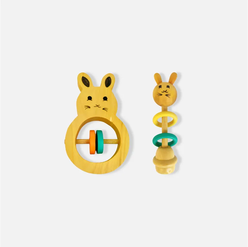 Rabbit and Bunny Shaped Rattles Combo