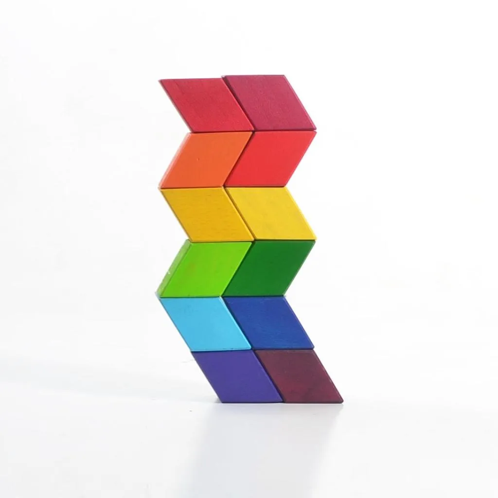 Rainbow Rhombus Wooden Blocks