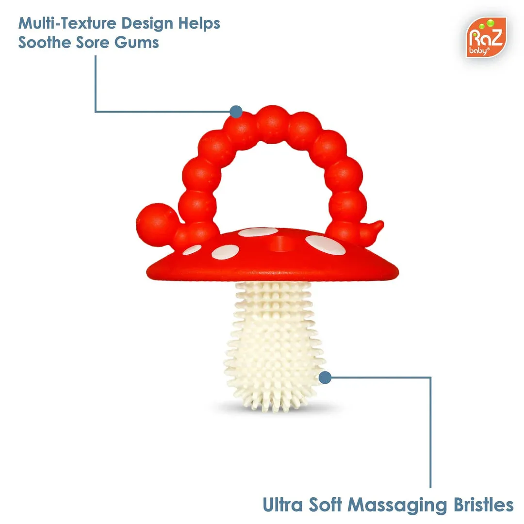RaZbaby - Chompy Mushroom Silicone Teether 2pk - Red/Green