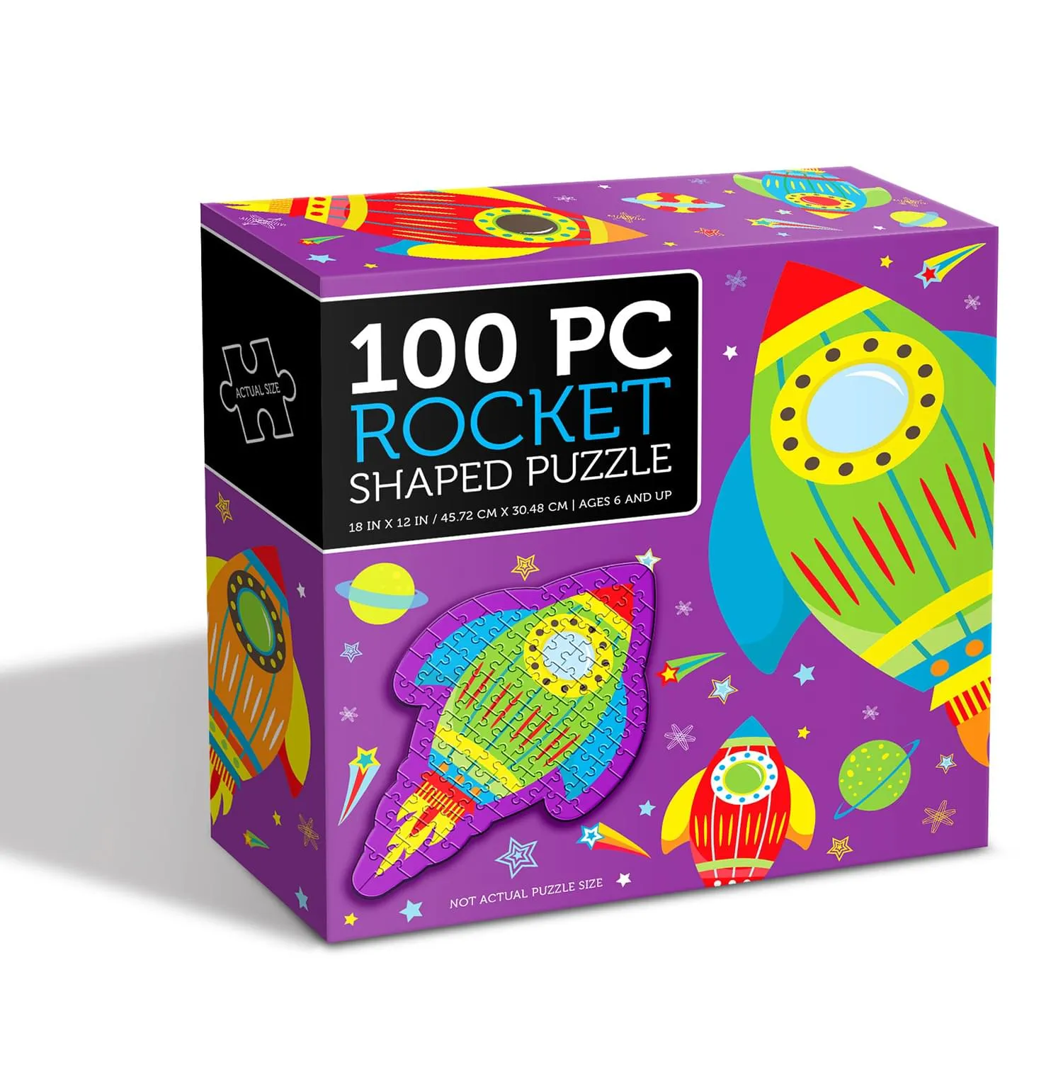 Rocket Ship Shaped 100 Piece Jigsaw Puzzle