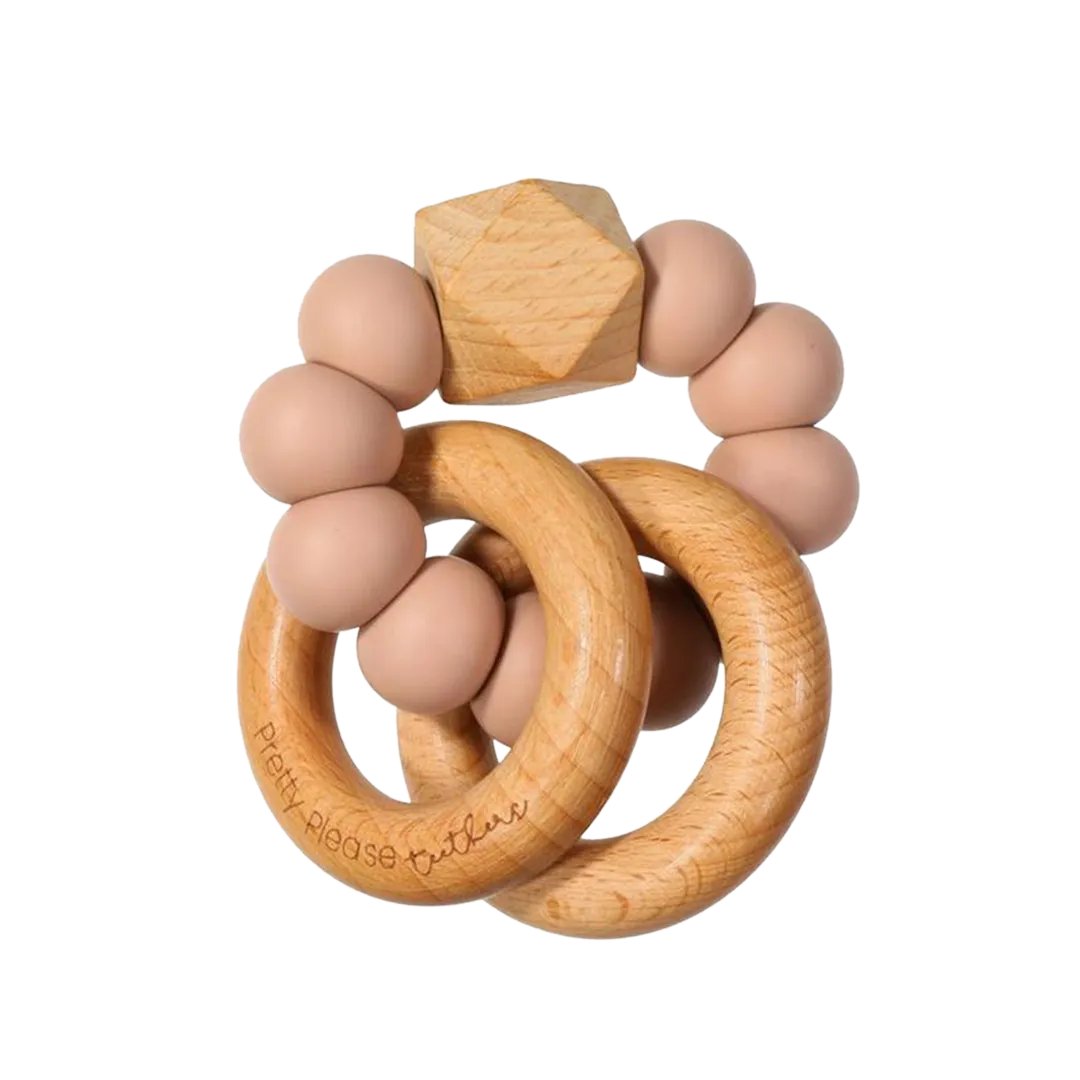 Sawyer XL Teething Rattle - Mahogany Rose