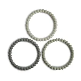 Silicone Pearl Teether Bracelets - Green Tea/Cool Grey/Sea Salt