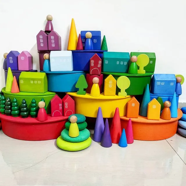 Small Wooden Houses Set
