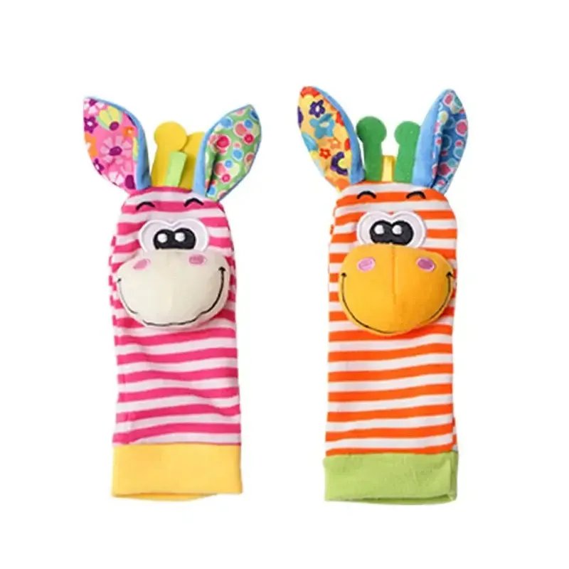 Soft Infant Wrist Or Sock Sensory Plush Animal Rattle Toys