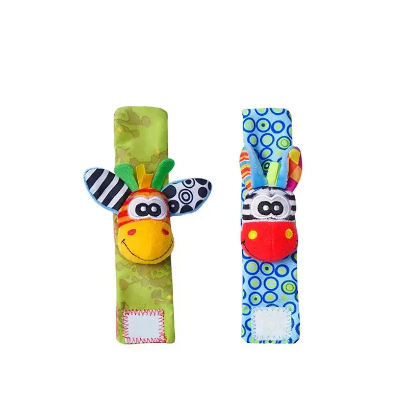 Soft Infant Wrist Or Sock Sensory Plush Animal Rattle Toys