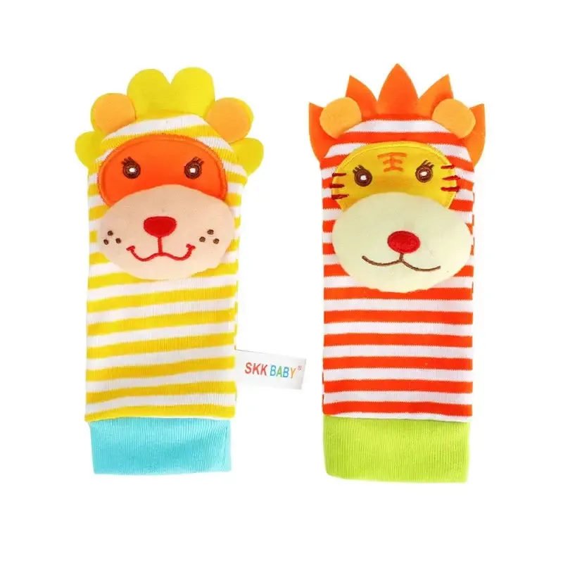 Soft Infant Wrist Or Sock Sensory Plush Animal Rattle Toys