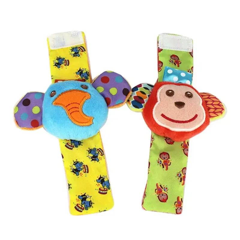 Soft Infant Wrist Or Sock Sensory Plush Animal Rattle Toys