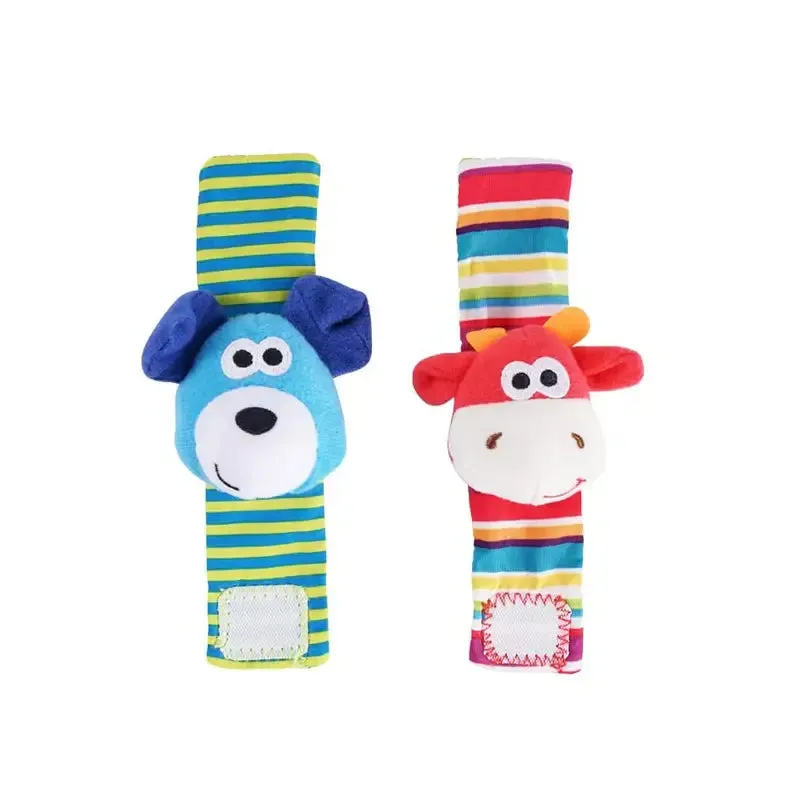 Soft Infant Wrist Or Sock Sensory Plush Animal Rattle Toys