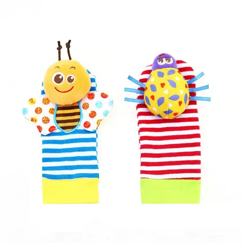 Soft Infant Wrist Or Sock Sensory Plush Animal Rattle Toys