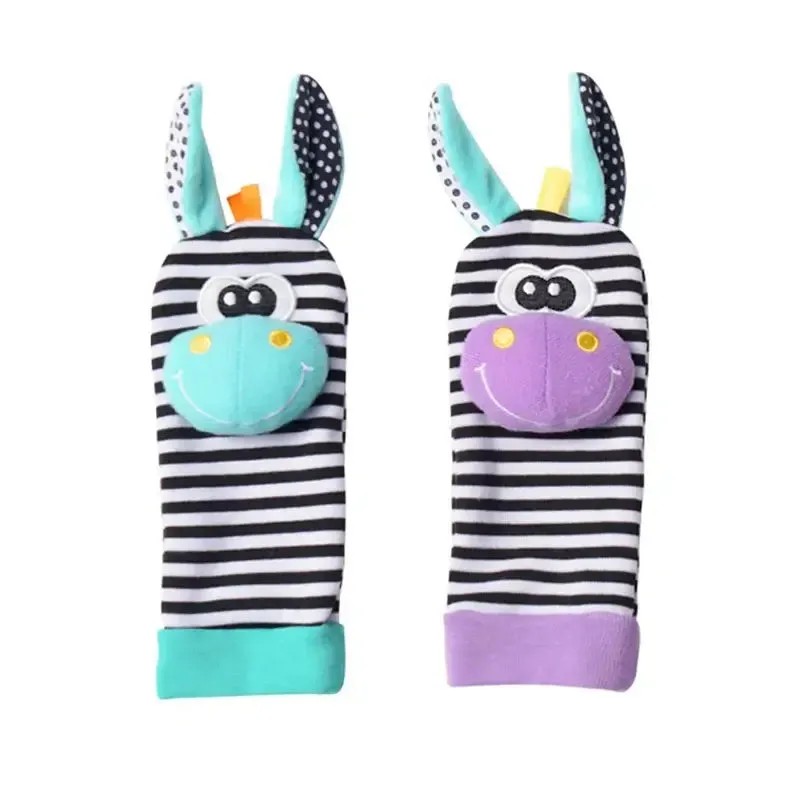 Soft Infant Wrist Or Sock Sensory Plush Animal Rattle Toys