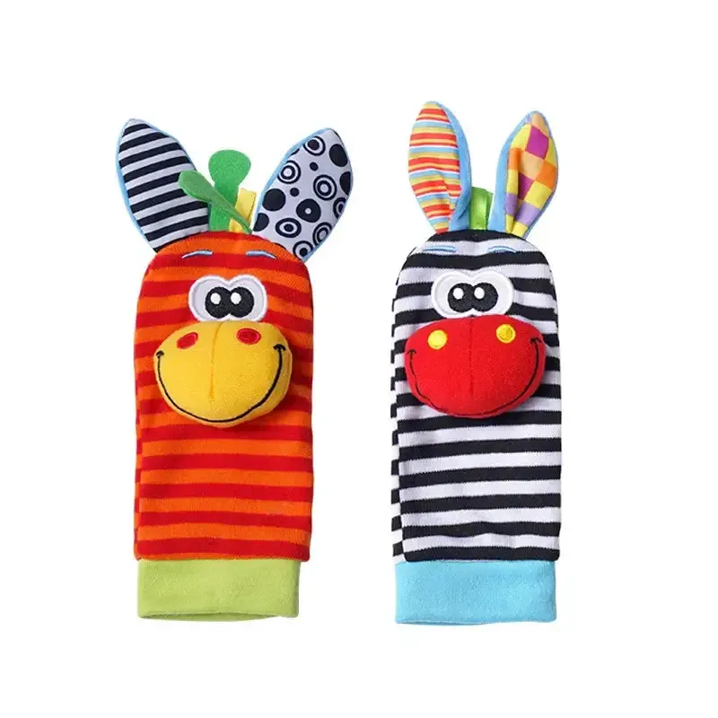 Soft Infant Wrist Or Sock Sensory Plush Animal Rattle Toys