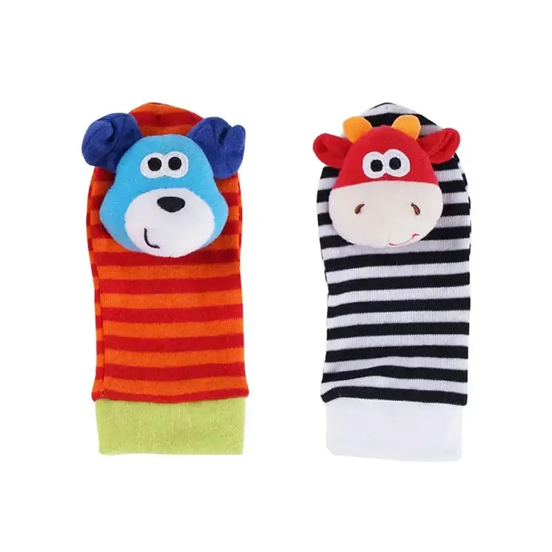 Soft Infant Wrist Or Sock Sensory Plush Animal Rattle Toys