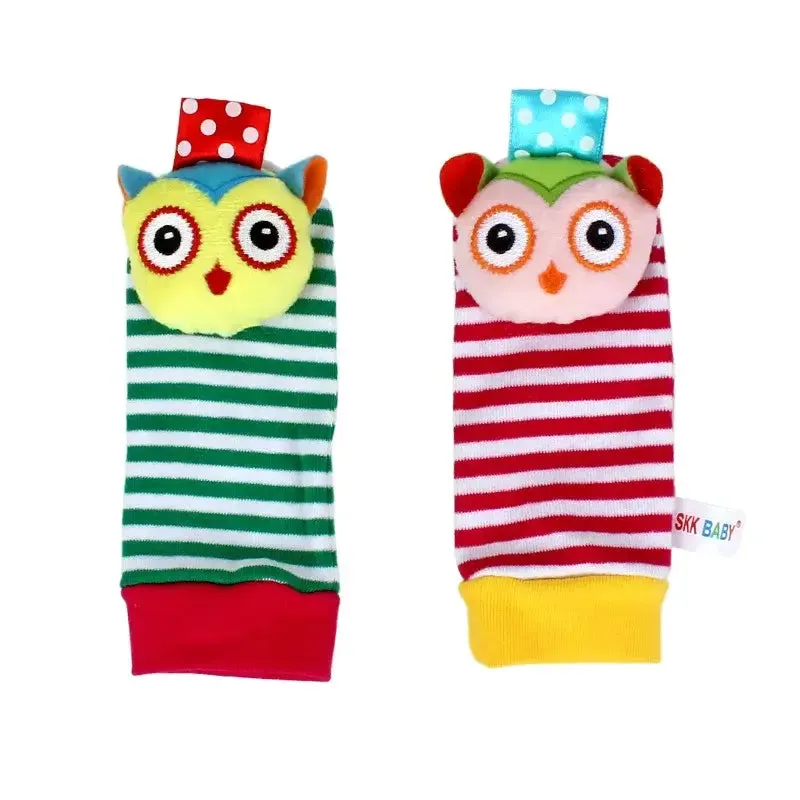 Soft Infant Wrist Or Sock Sensory Plush Animal Rattle Toys