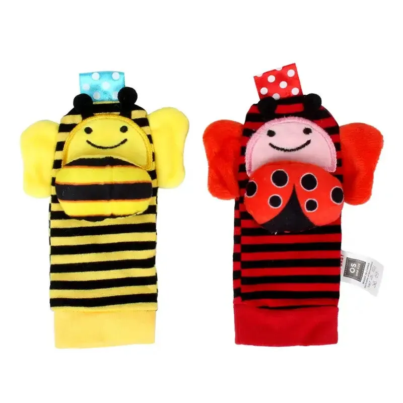 Soft Infant Wrist Or Sock Sensory Plush Animal Rattle Toys