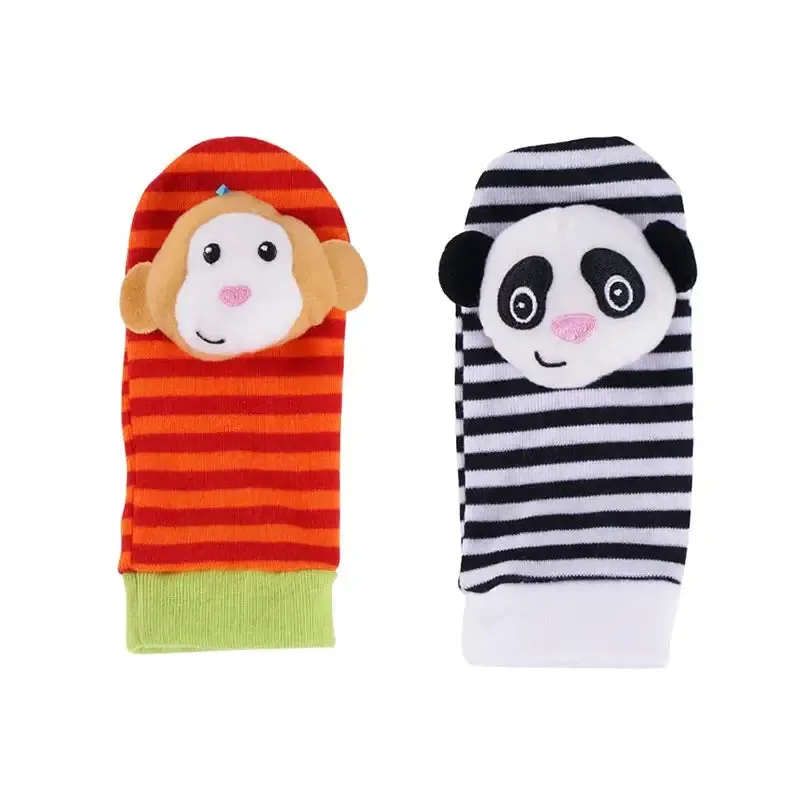 Soft Infant Wrist Or Sock Sensory Plush Animal Rattle Toys