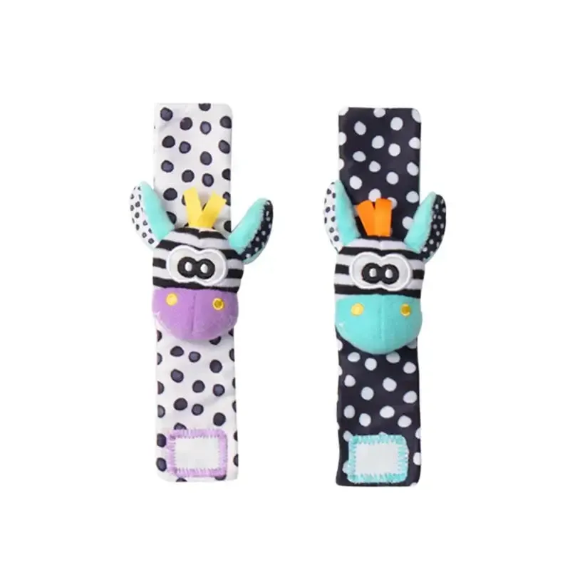 Soft Infant Wrist Or Sock Sensory Plush Animal Rattle Toys