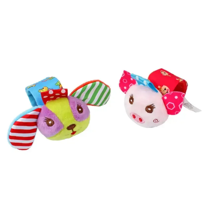 Soft Infant Wrist Or Sock Sensory Plush Animal Rattle Toys