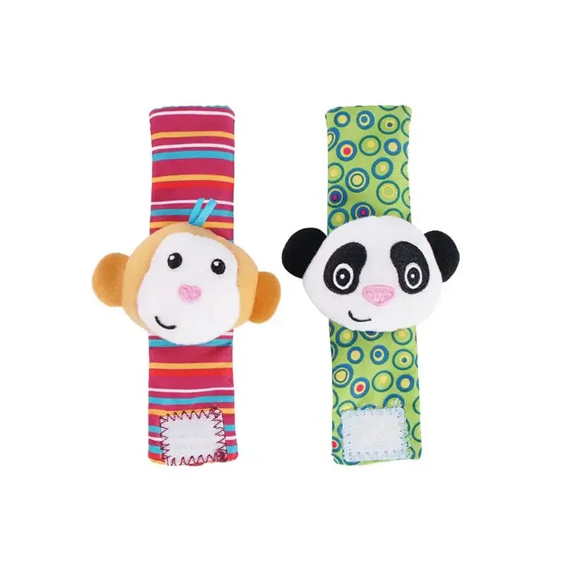 Soft Infant Wrist Or Sock Sensory Plush Animal Rattle Toys