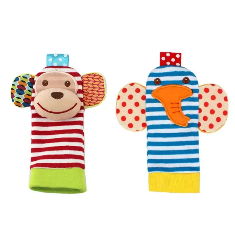 Soft Infant Wrist Or Sock Sensory Plush Animal Rattle Toys