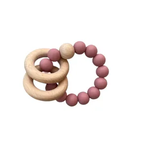 spanish rose · wood   silicone teether
