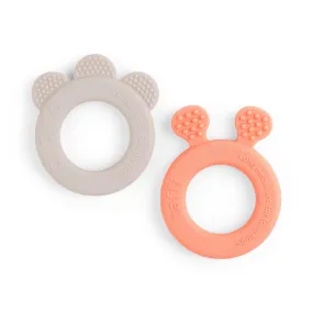 Teether 2-pack Deer friends Sand/Coral