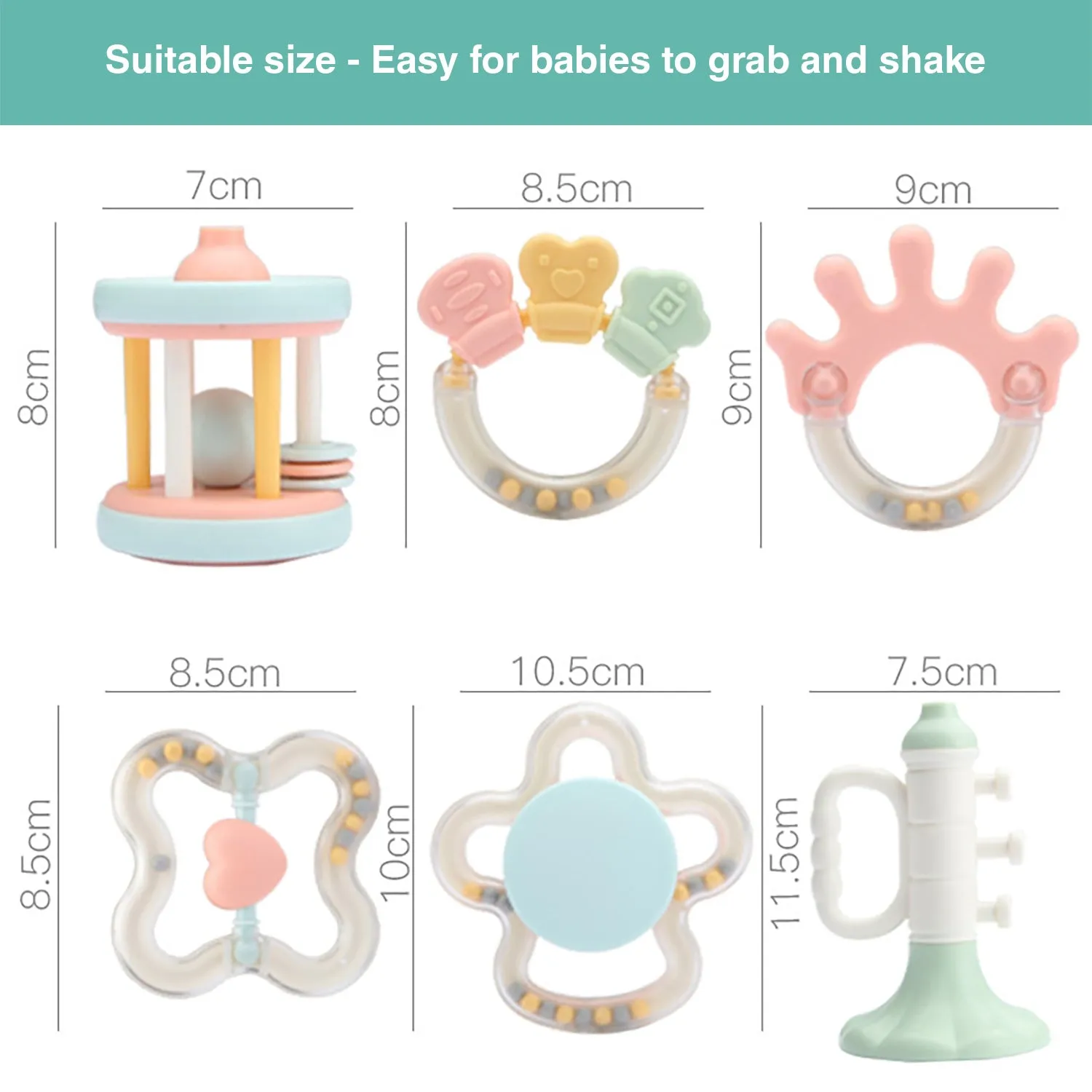 Truboo Baby Rattles And Teethers Grab Toy Set For Newborn Infant 3 6 9 12 Month