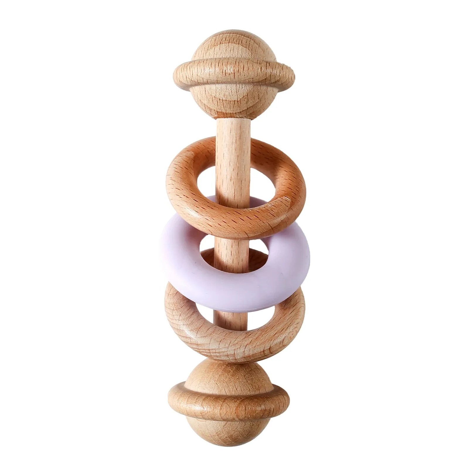Wooden Baby Rattles with Silicone Rings