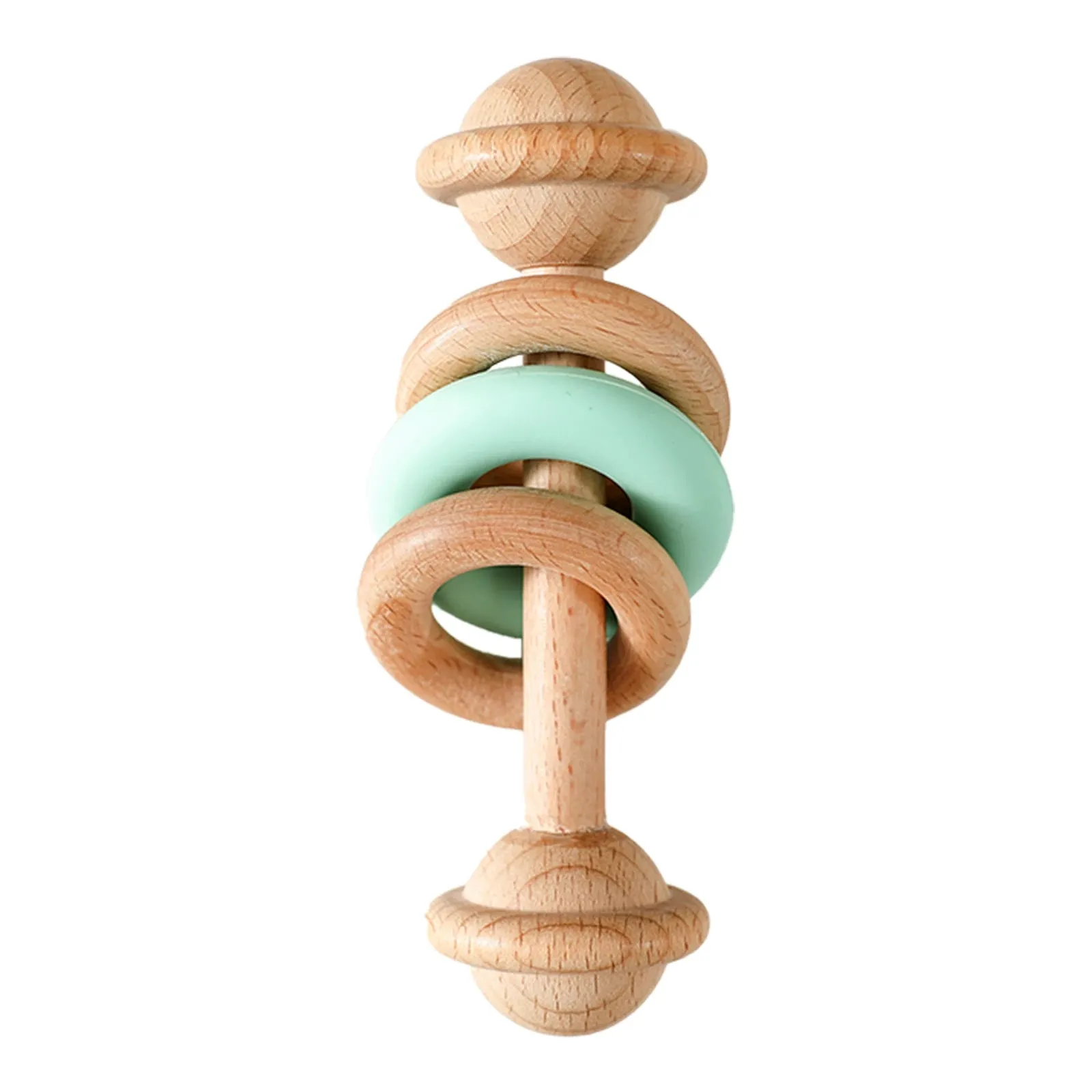 Wooden Baby Rattles with Silicone Rings