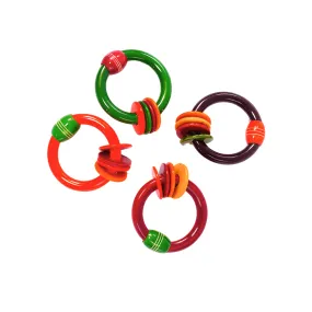 Wooden Bangle Rattle with 4 Rings-Multicolour for Kids Age 6-12 Months(Set of 4)