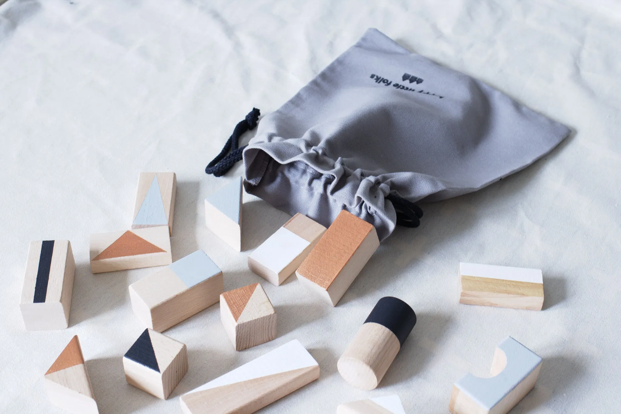 Wooden building blocks - Copper & Monochrome