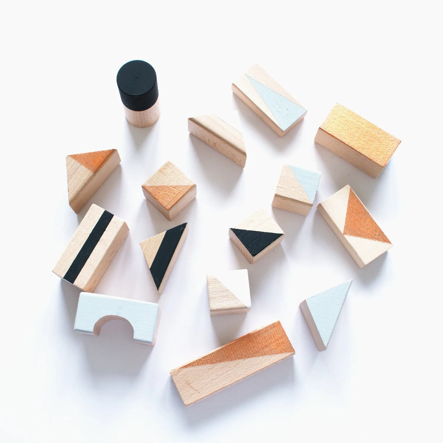 Wooden building blocks - Copper & Monochrome