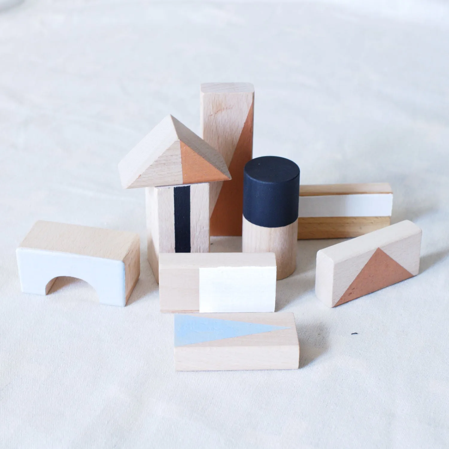 Wooden building blocks - Copper & Monochrome